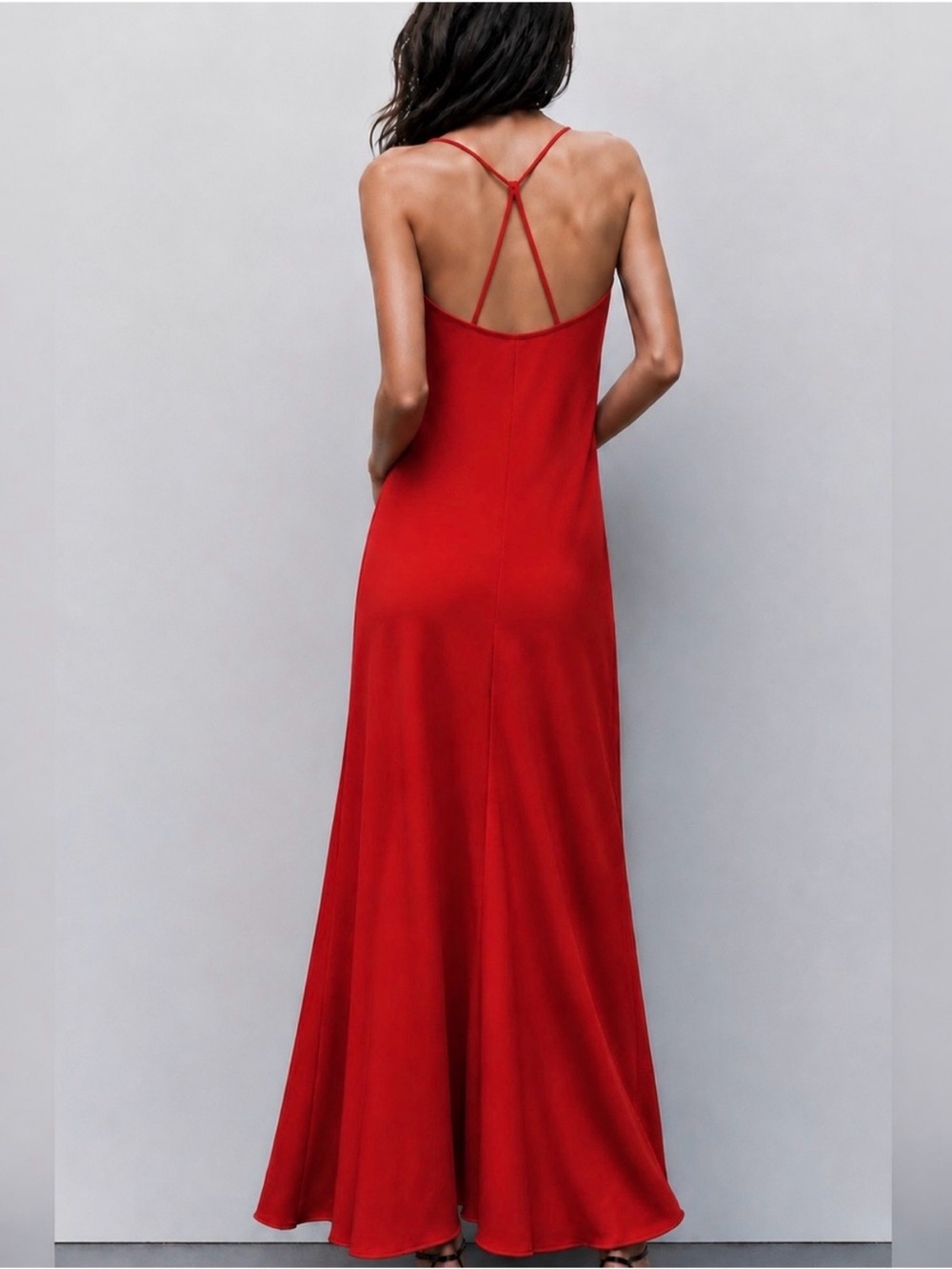 ZARA Red Deep-V Maxi Dress NWT